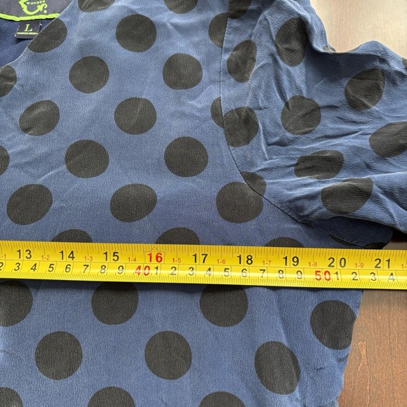 100%Silk Blue Polka Dot Shift Dress Sz‎ L Preppy Old Money Classic Tradwife Norm - Picture 13 of 16